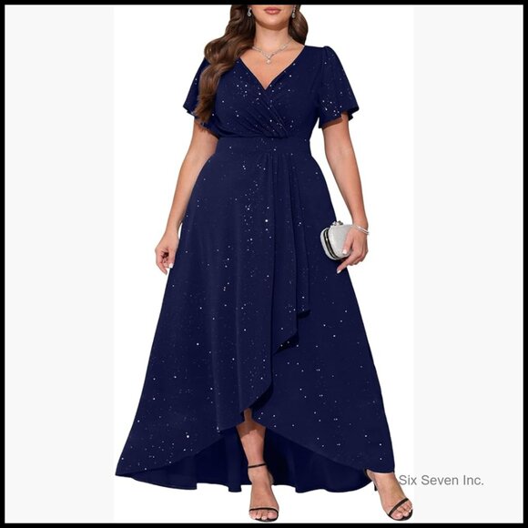Glitter Stretch Formal Dress Sweetheart Neckline Long Sleeve Maxi